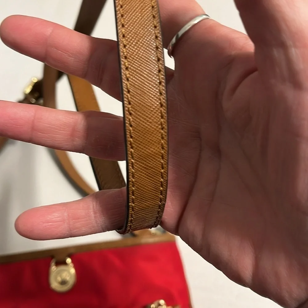 Michael Kors Kempton MK Nylon Messenger Crossbody Bag in Coral Reef